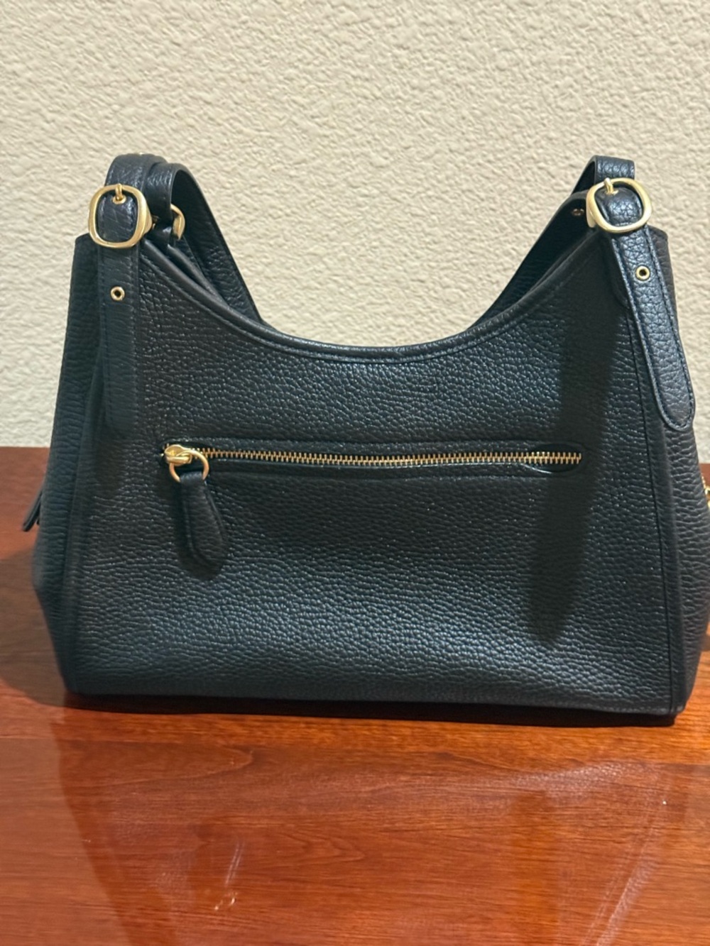 Coach Black Pebble Leather Shoulder Bag with Gold Hardware - Picture 2 of 4